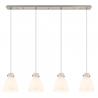 Newton Bell - 4 Light - 52 inch - Brushed Satin Nickel - Linear Pendant (3442|124-410-1PS-SN-G412-8WH)