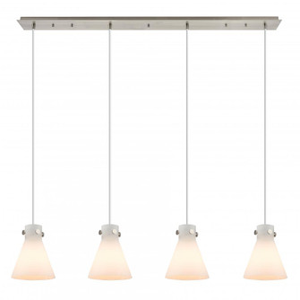 Newton Cone - 4 Light - 52 inch - Brushed Satin Nickel - Linear Pendant (3442|124-410-1PS-SN-G411-8WH)