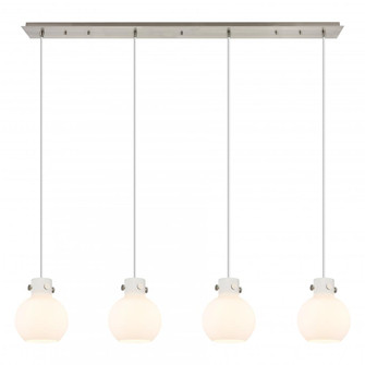 Newton Sphere - 4 Light - 52 inch - Brushed Satin Nickel - Cord hung - Linear Pendant (3442|124-410-1PS-SN-G410-8WH)