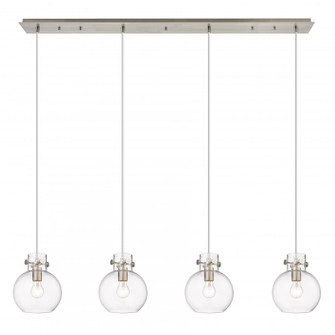 Newton Sphere - 4 Light - 52 inch - Brushed Satin Nickel - Linear Pendant (3442|124-410-1PS-SN-G410-8CL)
