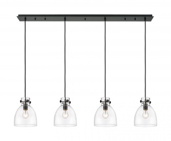 Newton Bell - 4 Light - 52 inch - Matte Black - Linear Pendant (3442|124-410-1PS-BK-G412-8CL)