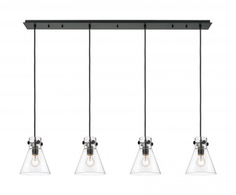 Newton Cone - 4 Light - 52 inch - Matte Black - Linear Pendant (3442|124-410-1PS-BK-G411-8CL)