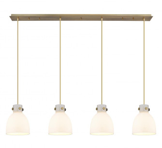 Newton Bell - 4 Light - 52 inch - Brushed Brass - Linear Pendant (3442|124-410-1PS-BB-G412-8WH)