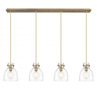 Newton Bell - 4 Light - 52 inch - Brushed Brass - Linear Pendant (3442|124-410-1PS-BB-G412-8CL)