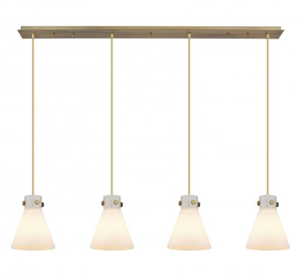 Newton Cone - 4 Light - 52 inch - Brushed Brass - Linear Pendant (3442|124-410-1PS-BB-G411-8WH)