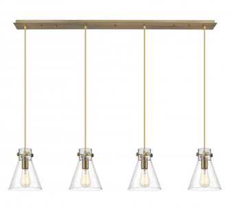 Newton Cone - 4 Light - 52 inch - Brushed Brass - Linear Pendant (3442|124-410-1PS-BB-G411-8SDY)