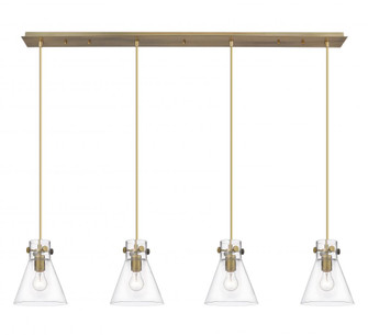 Newton Cone - 4 Light - 52 inch - Brushed Brass - Linear Pendant (3442|124-410-1PS-BB-G411-8CL)