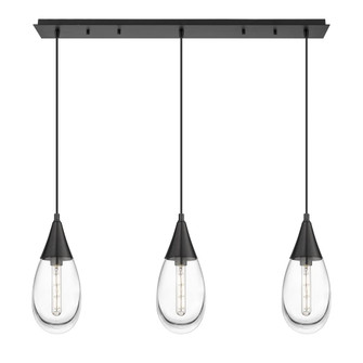 Malone - 3 Light - 38 inch - Matte Black - Linear Pendant (3442|123-450-1P-BK-G450-6CL)