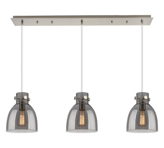Newton Bell - 3 Light - 40 inch - Brushed Satin Nickel - Linear Pendant (3442|123-410-1PS-SN-G412-8SM)