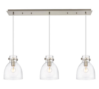Newton Bell - 3 Light - 40 inch - Brushed Satin Nickel - Linear Pendant (3442|123-410-1PS-SN-G412-8CL)