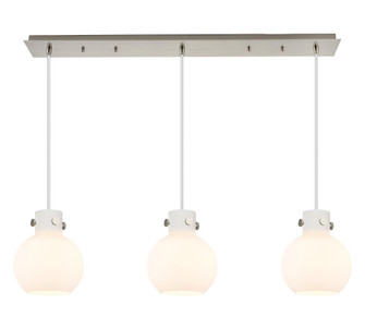 Newton Sphere - 3 Light - 40 inch - Brushed Satin Nickel - Cord hung - Linear Pendant (3442|123-410-1PS-SN-G410-8WH)