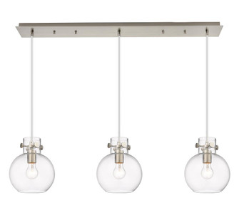 Newton Sphere - 3 Light - 40 inch - Brushed Satin Nickel - Linear Pendant (3442|123-410-1PS-SN-G410-8CL)