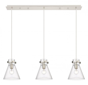 Newton Cone - 3 Light - 40 inch - Polished Nickel - Linear Pendant (3442|123-410-1PS-PN-G411-8CL)