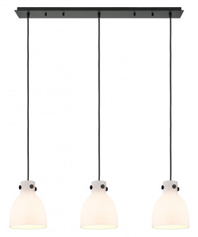 Newton Bell - 3 Light - 40 inch - Matte Black - Linear Pendant (3442|123-410-1PS-BK-G412-8WH)