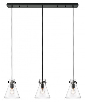 Newton Cone - 3 Light - 40 inch - Matte Black - Linear Pendant (3442|123-410-1PS-BK-G411-8CL)