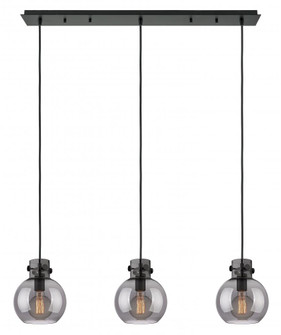 Newton Sphere - 3 Light - 40 inch - Matte Black - Cord hung - Linear Pendant (3442|123-410-1PS-BK-G410-8SM)
