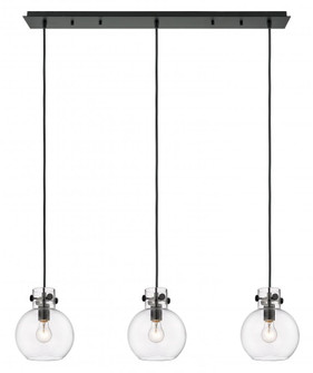 Newton Sphere - 3 Light - 40 inch - Matte Black - Linear Pendant (3442|123-410-1PS-BK-G410-8CL)