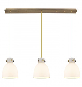 Newton Bell - 3 Light - 40 inch - Brushed Brass - Linear Pendant (3442|123-410-1PS-BB-G412-8WH)