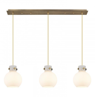 Newton Sphere - 3 Light - 40 inch - Brushed Brass - Cord hung - Linear Pendant (3442|123-410-1PS-BB-G410-8WH)