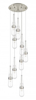 Milan - 9 Light - 19 inch - Brushed Satin Nickel - Multi Pendant (3442|119-452-1P-SN-G452-4CL)