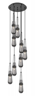 Milan - 9 Light - 19 inch - Matte Black - Multi Pendant (3442|119-452-1P-BK-G452-4SM)