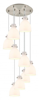 Newton Bell - 9 Light - 22 inch - Brushed Satin Nickel - Multi Pendant (3442|119-410-1PS-SN-G412-8WH)