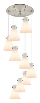 Newton Cone - 9 Light - 22 inch - Brushed Satin Nickel - Multi Pendant (3442|119-410-1PS-SN-G411-8WH)