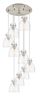 Newton Bell - 9 Light - 22 inch - Brushed Satin Nickel - Multi Pendant (3442|119-410-1PS-SN-G412-8CL)