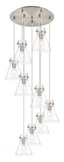 Newton Cone - 9 Light - 22 inch - Brushed Satin Nickel - Multi Pendant (3442|119-410-1PS-SN-G411-8CL)