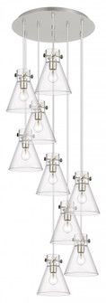 Newton Cone - 9 Light - 22 inch - Polished Nickel - Multi Pendant (3442|119-410-1PS-PN-G411-8CL)