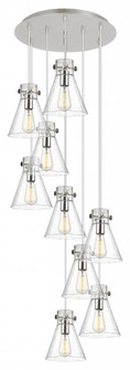 Newton Cone - 9 Light - 22 inch - Polished Nickel - Multi Pendant (3442|119-410-1PS-PN-G411-8SDY)