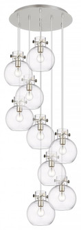 Newton Sphere - 9 Light - 22 inch - Polished Nickel - Cord hung - Multi Pendant (3442|119-410-1PS-PN-G410-8CL)