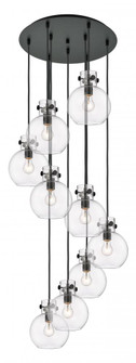 Newton Sphere - 9 Light - 22 inch - Matte Black - Multi Pendant (3442|119-410-1PS-BK-G410-8CL)