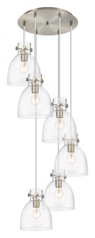 Newton Bell - 6 Light - 19 inch - Brushed Satin Nickel - Multi Pendant (3442|116-410-1PS-SN-G412-8CL)