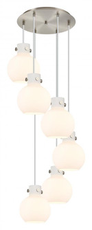Newton Sphere - 6 Light - 19 inch - Brushed Satin Nickel - Cord hung - Multi Pendant (3442|116-410-1PS-SN-G410-8WH)