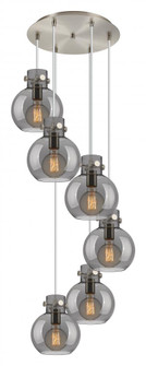 Newton Sphere - 6 Light - 19 inch - Brushed Satin Nickel - Cord hung - Multi Pendant (3442|116-410-1PS-SN-G410-8SM)