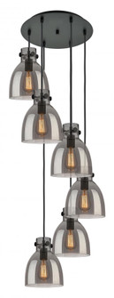 Newton Bell - 6 Light - 19 inch - Matte Black - Multi Pendant (3442|116-410-1PS-BK-G412-8SM)
