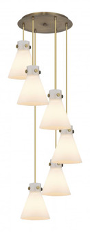 Newton Cone - 6 Light - 19 inch - Brushed Brass - Multi Pendant (3442|116-410-1PS-BB-G411-8WH)