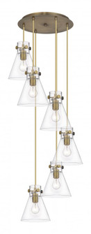 Newton Cone - 6 Light - 19 inch - Brushed Brass - Multi Pendant (3442|116-410-1PS-BB-G411-8CL)