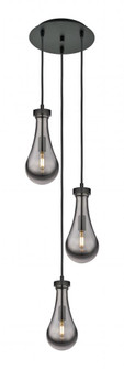 Owego - 3 Light - 13 inch - Matte Black - Multi Pendant (3442|113-451-1P-BK-G451-5SM)