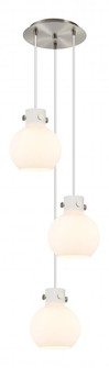 Newton Sphere - 3 Light - 16 inch - Brushed Satin Nickel - Cord hung - Multi Pendant (3442|113-410-1PS-SN-G410-8WH)