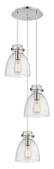 Newton Bell - 3 Light - 16 inch - Polished Nickel - Multi Pendant (3442|113-410-1PS-PN-G412-8SDY)