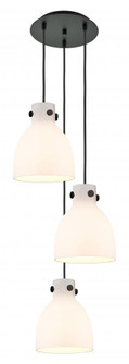 Newton Bell - 3 Light - 16 inch - Matte Black - Multi Pendant (3442|113-410-1PS-BK-G412-8WH)