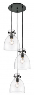 Newton Bell - 3 Light - 16 inch - Matte Black - Multi Pendant (3442|113-410-1PS-BK-G412-8CL)