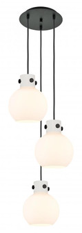 Newton Sphere - 3 Light - 16 inch - Matte Black - Cord hung - Multi Pendant (3442|113-410-1PS-BK-G410-8WH)