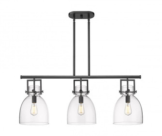 Newton Bell - 3 Light - 42 inch - Matte Black - Island Light (3442|411-3I-BK-G412-10CL)