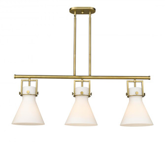Newton Cone - 3 Light - 42 inch - Brushed Brass - Island Light (3442|411-3I-BB-G411-10WH)