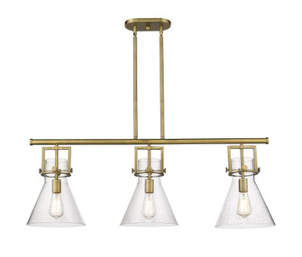 Newton Cone - 3 Light - 42 inch - Brushed Brass - Island Light (3442|411-3I-BB-G411-10SDY)