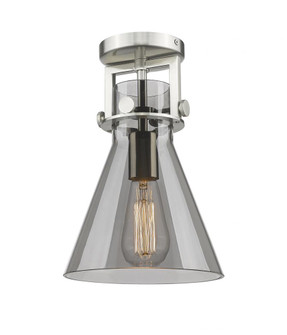 Newton Cone - 1 Light - 8 inch - Brushed Satin Nickel - Semi-Flush Mount (3442|411-1F-SN-G411-8SM)