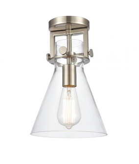 Newton Cone - 1 Light - 8 inch - Brushed Satin Nickel - Semi-Flush Mount (3442|411-1F-SN-G411-8CL)
